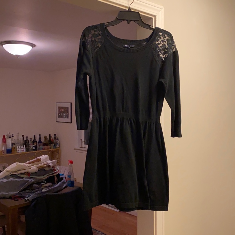 American Eagle Shoulder Laced Black Sweater Dress